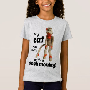 T-Shirt Mon chat s'est enfui avec un singe en chaussette !