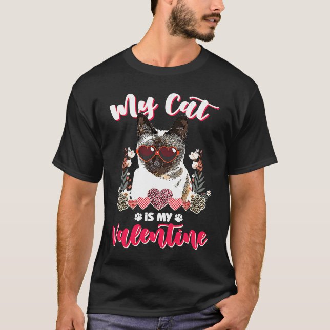 T-shirt Mon chat siamois est mon Valentin (Devant)