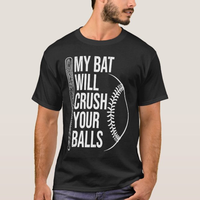 T-shirt Mon Chat Va Écraser Vos Boules Bat De Baseball Pou (Devant)