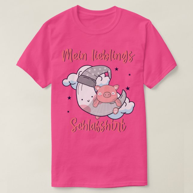 T-shirt Mon chemise de sommeil préféré cochon mini lune de (Design devant)