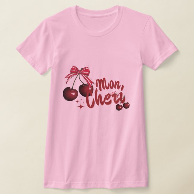 T-shirt Mon Cheri romantiques style cerise  (Poser)