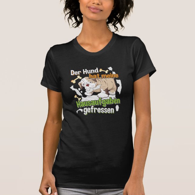T-shirt Mon chien a mangé ma fiche de devoirs - Citation p (Devant)