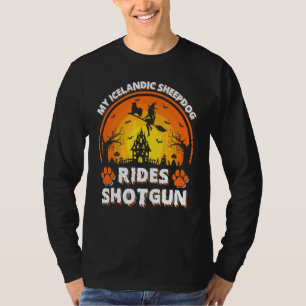 T-shirt Mon chien de berger islandais monte une fusil de c