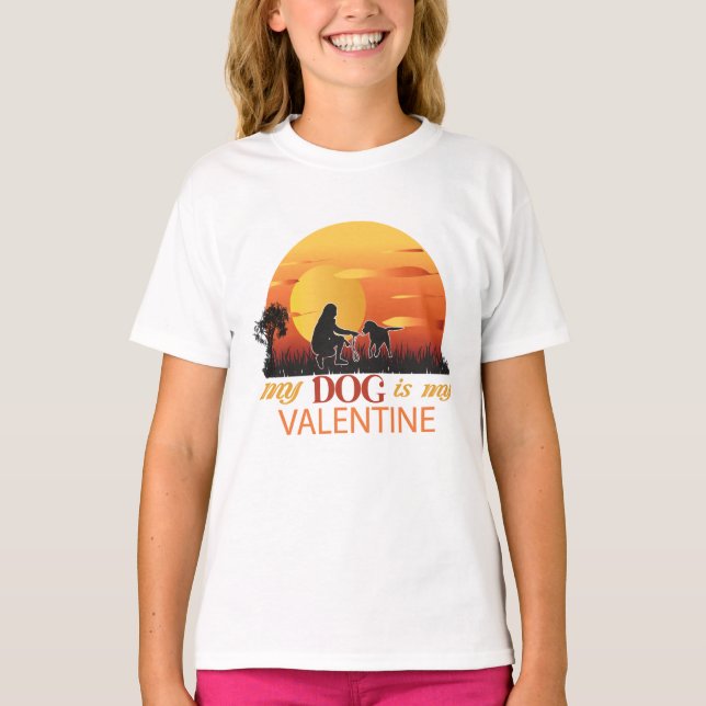 T-shirt mon chien est ma valentine, mon chien est ma valen (Devant)