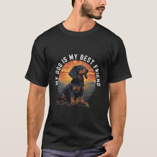 T-shirt Mon Chien Est Mon Meilleur Ami Dachshund Retro Vin