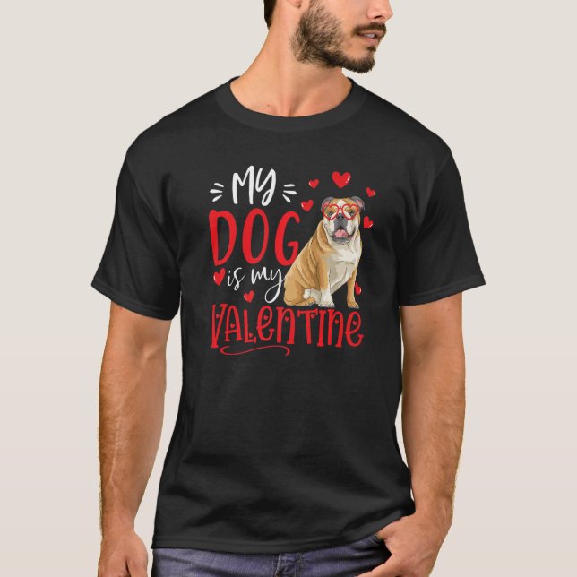 T-shirt Mon chien est mon taureau Valentin Anglais Valenti (Devant)
