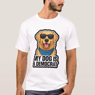 T-shirt Mon chien est un démocrate Golden Retriever Lunett