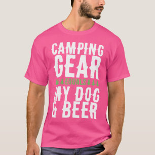 T-shirt Mon Chien Et Bière Camping Drôle En Plein Air Rand