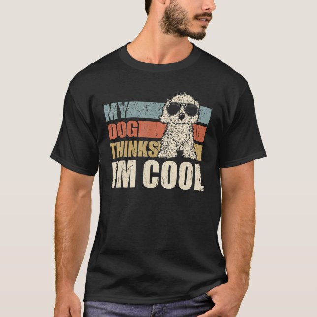 T-shirt Mon chien pense que je suis Cool Cavapoo Retro Pap (Devant)