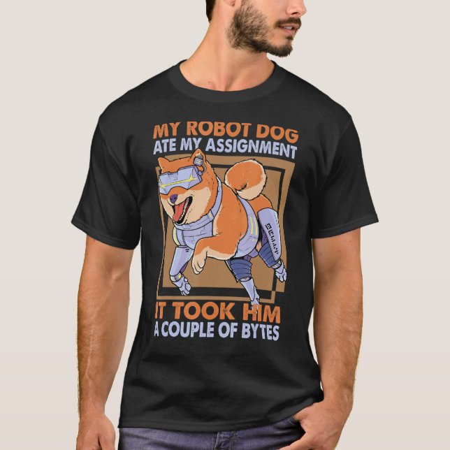 T-shirt Mon chien robotique Met mon affectation Science Pl (Devant)