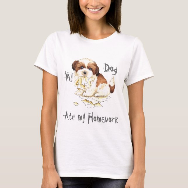 T-shirt Mon chiite Tzu a mangé mes devoirs (Devant)