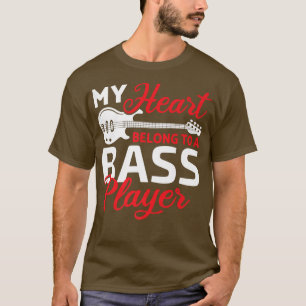 T-shirt Mon Coeur Appartient À Basse Guitare Joueuse Baide