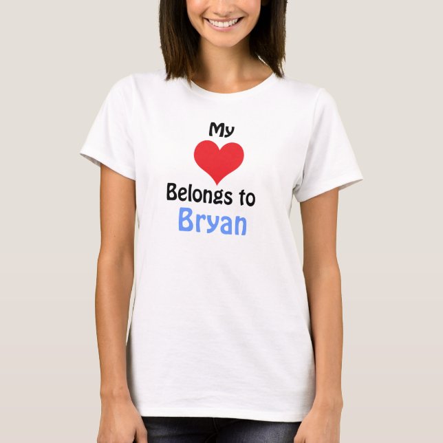 T-shirt Mon coeur appartient à Bryan (Devant)