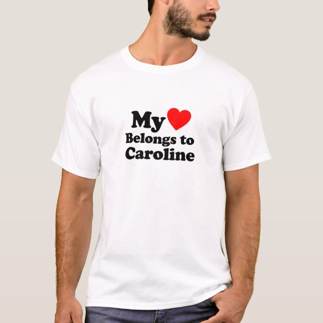 T-shirt Mon coeur appartient à Caroline (Devant)