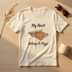 T-shirt Mon cœur appartient à la pizza drôle amateur de pi