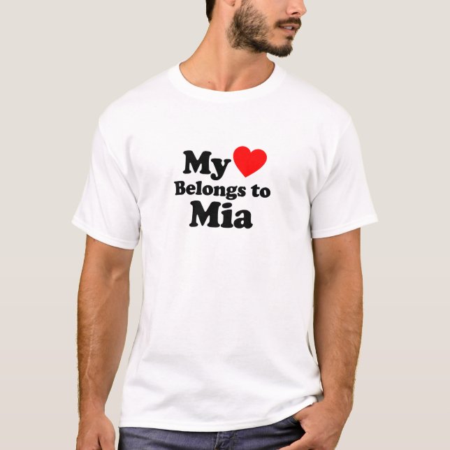 T-shirt Mon coeur appartient à Mia (Devant)