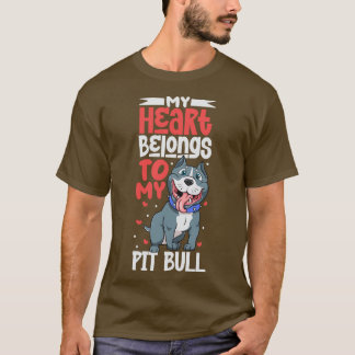 T-shirt Mon coeur appartient à mon Pit Bull