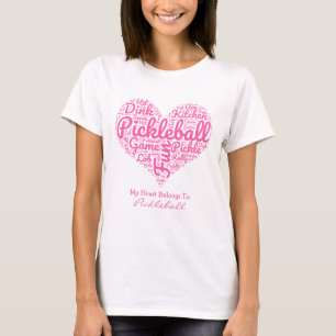 T-shirt Mon Coeur Appartient À Pickleball Word Art Text