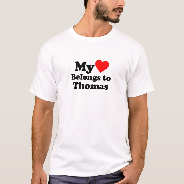 T-shirt Mon coeur appartient à Thomas (Devant)