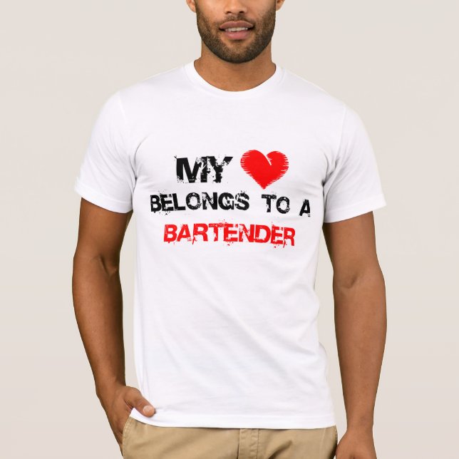 T-shirt Mon Coeur Appartient À Un Barman (Devant)