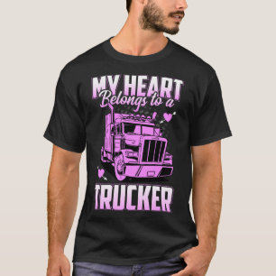 T-shirt Mon Coeur Appartient À Un Camionneur