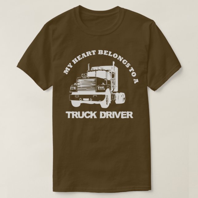 T-shirt Mon coeur appartient à un conducteur de camion Cam (Design devant)