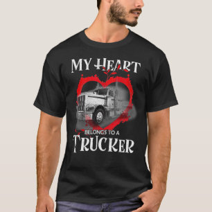 T-shirt Mon Coeur Appartient À Un Conducteur De Camion Tru