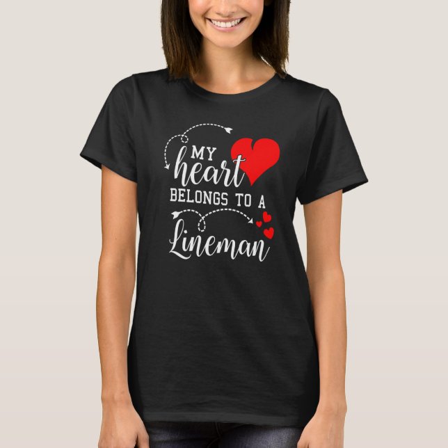 T-shirt Mon Coeur Appartient À Un Lineman Funny Lineman (Devant)