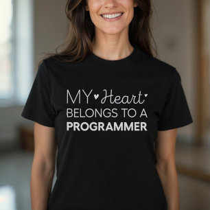 T-shirt Mon cœur appartient à un programmeur Mignon Progra