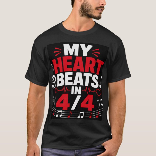 T-shirt Mon cœur bat en 4/4 (Devant)