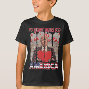 T-shirt Mon cœur bat pour l'Amérique Trump Saint-Valentin
