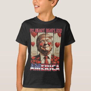 T-shirt Mon cœur bat pour l'Amérique Trump Saint-Valentin 