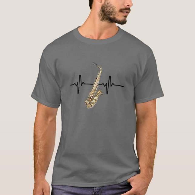 T-shirt Mon Coeur bat pour le saxophone (Devant)