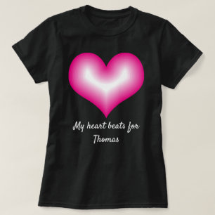 T-shirt Mon Coeur bat pour sourire Coeur rose Nom personna