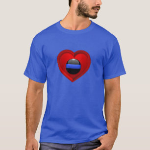 T-shirt Mon coeur est derrière la ligne bleue mince