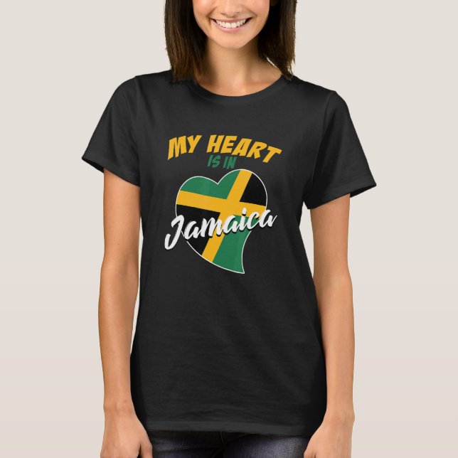 T-shirt Mon coeur est en Jamaïque Ouais Mon Reggae Roots H (Devant)