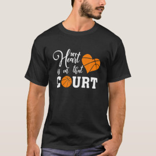 T-shirt Mon Coeur Est Sur Ce Court Basket-ball Maman Papa
