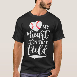 T-shirt Mon Coeur Est Sur Ce Joueur De Baseball De Terrain