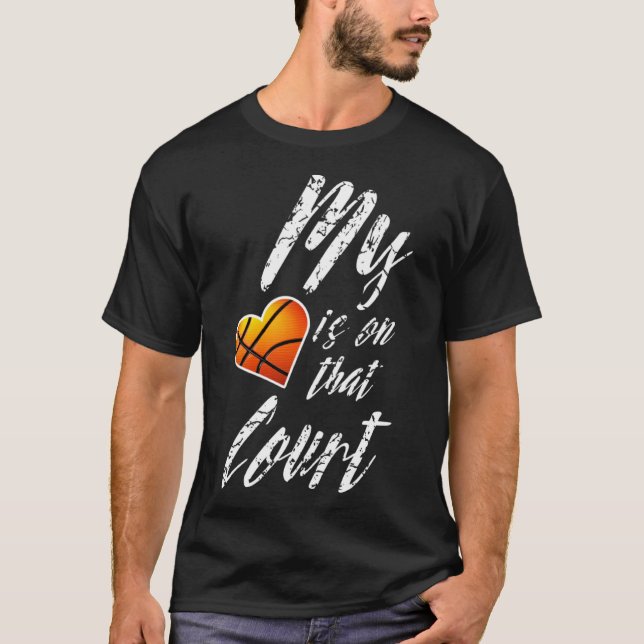 T-shirt Mon coeur est sur ce terrain de basket papa papa p (Devant)