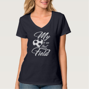 T-shirt Mon Coeur Est Sur Ce Terrain De Football Drôle Hom