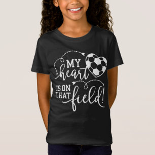 T-Shirt Mon Coeur Est Sur Ce Terrain, Pour Maman De Footba