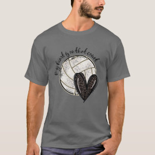 T-shirt Mon Coeur Est Sur Ce Terrain Volleyball Sport Mama