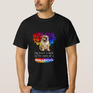 T-shirt Mon Coeur Est Tenu Par Les Pattes D'Un Bulldog