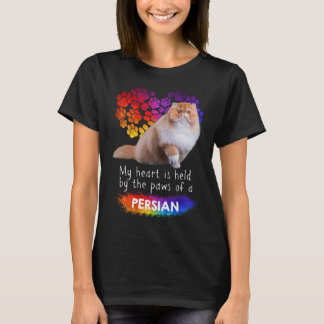 T-shirt Mon Coeur Est Tenu Par Les Pattes D'Un Chat Perse