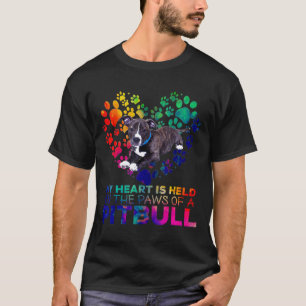 T-shirt Mon Coeur Est Tenu Par Les Pattes D'Un Chien Pitbu