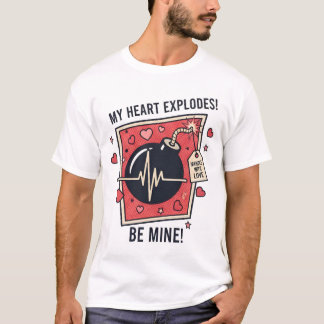 T-shirt "Mon cœur explose" Illustration de bombe vintage