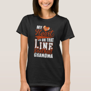 T-shirt Mon Coeur Linemen Football Grand-mère Nana Femmes
