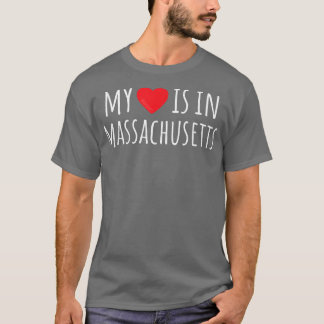 T-SHIRT MON COEUR SE TROUVE DANS MASSACHUSETTS MOMENT L'ÉT