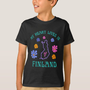 T-shirt Mon Coeur Vit En Finlande Retro Voyage Super Et