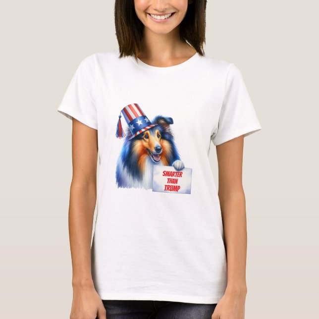 T-shirt Mon Collie Est Plus Intelligent Que Trump (Devant)